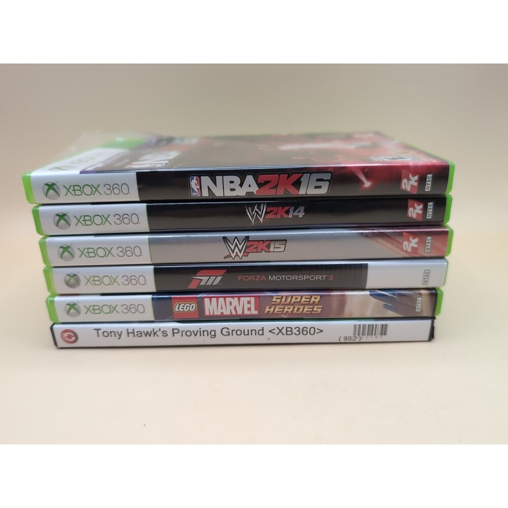 Lot Of 6 Xbox 360 Games NBA2K16 WWE 2K14 2K15 Forza 3 Lego Marvel Tony Hawk